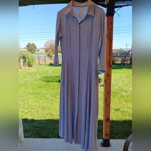 Elegant Linen Blue Maxi Dress
